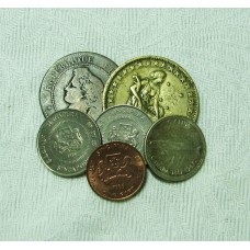 WORLD COINS . VARIOUS DATES . WITH ITALIAN BADGE